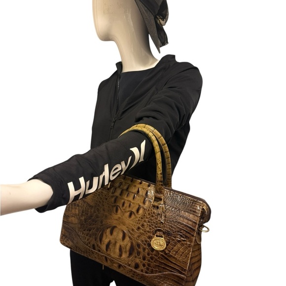 Brown Crocodile Embossed Handbag - Picture 2 of 16